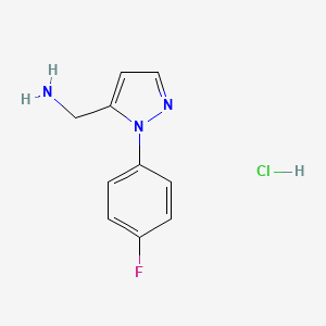 molecular formula C10H11ClFN3 B8214988 1-[1-(4-fluorophenyl)-1H-pyrazol-5-yl]methanamine hydrochloride 
