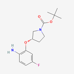 molecular formula C15H21FN2O3 B8215009 tert-butyl (3S)-3-(2-amino-5-fluorophenoxy)pyrrolidine-1-carboxylate 