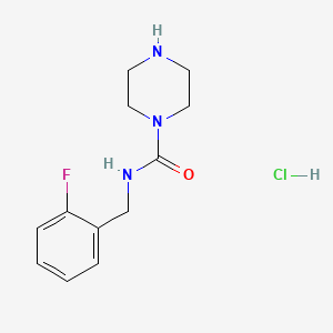 molecular formula C12H17ClFN3O B8215144 N-[(2-fluorophenyl)methyl]piperazine-1-carboxamide hydrochloride 