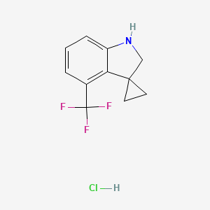 molecular formula C11H11ClF3N B8215160 4'-(Trifluoromethyl)-1',2'-dihydrospiro[cyclopropane-1,3'-indole] hydrochloride 