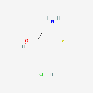 molecular formula C5H12ClNOS B8215186 2-(3-Aminothietan-3-yl)ethanol;hydrochloride 