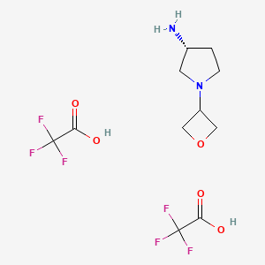molecular formula C11H16F6N2O5 B8215203 (3R)-1-(oxetan-3-yl)pyrrolidin-3-amine;2,2,2-trifluoroacetic acid 