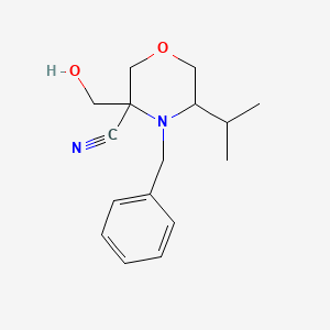 molecular formula C16H22N2O2 B8215214 4-Benzyl-3-(hydroxymethyl)-5-propan-2-ylmorpholine-3-carbonitrile 