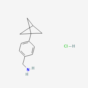 molecular formula C12H16ClN B8215239 [4-(1-Bicyclo[1.1.1]pentanyl)phenyl]methanamine;hydrochloride 