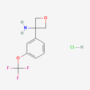 molecular formula C10H11ClF3NO2 B8215251 3-[3-(Trifluoromethoxy)phenyl]oxetan-3-amine;hydrochloride 