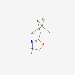 molecular formula C10H14BrNO B8215279 2-(3-bromo-1-bicyclo[1.1.1]pentanyl)-4,4-dimethyl-5H-1,3-oxazole 