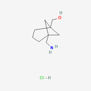molecular formula C9H18ClNO B8215304 [5-(Aminomethyl)-1-bicyclo[3.1.1]heptanyl]methanol;hydrochloride 