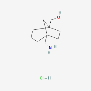 molecular formula C10H20ClNO B8215306 [5-(Aminomethyl)-1-bicyclo[3.2.1]octanyl]methanol;hydrochloride 