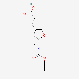 molecular formula C14H23NO5 B8215317 3-[2-[(2-Methylpropan-2-yl)oxycarbonyl]-5-oxa-2-azaspiro[3.4]octan-7-yl]propanoic acid 