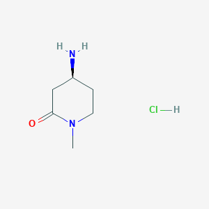molecular formula C6H13ClN2O B8215354 (4S)-4-amino-1-methylpiperidin-2-one;hydrochloride 