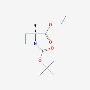 molecular formula C12H21NO4 B8215360 1-O-tert-butyl 2-O-ethyl (2S)-2-methylazetidine-1,2-dicarboxylate 