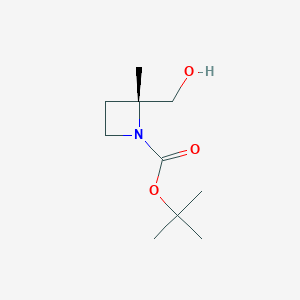molecular formula C10H19NO3 B8215408 tert-butyl (2R)-2-(hydroxymethyl)-2-methylazetidine-1-carboxylate 
