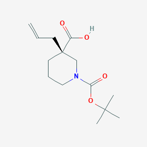 molecular formula C14H23NO4 B8215431 (3R)-1-[(2-methylpropan-2-yl)oxycarbonyl]-3-prop-2-enylpiperidine-3-carboxylic acid 
