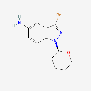 molecular formula C12H14BrN3O B8215433 3-bromo-1-[(2S)-oxan-2-yl]indazol-5-amine 