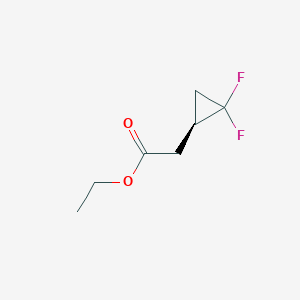 molecular formula C7H10F2O2 B8215481 ethyl 2-[(1S)-2,2-difluorocyclopropyl]acetate 