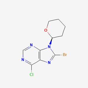 molecular formula C10H10BrClN4O B8215486 8-Bromo-6-chloro-9-[(2S)-oxan-2-yl]purine 