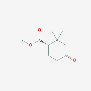 molecular formula C10H16O3 B8215499 Cyclohexanecarboxylic acid, 2,2-dimethyl-4-oxo-, methyl ester, (1S)- 