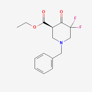 molecular formula C15H17F2NO3 B8215501 ethyl (3R)-1-benzyl-5,5-difluoro-4-oxopiperidine-3-carboxylate 