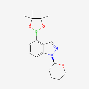 molecular formula C18H25BN2O3 B8215512 1-[(2S)-oxan-2-yl]-4-(4,4,5,5-tetramethyl-1,3,2-dioxaborolan-2-yl)indazole 