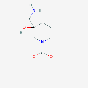 molecular formula C11H22N2O3 B8215527 tert-butyl (3R)-3-(aminomethyl)-3-hydroxypiperidine-1-carboxylate 