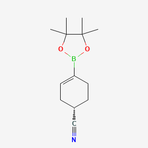 molecular formula C13H20BNO2 B8215598 (1S)-4-(4,4,5,5-tetramethyl-1,3,2-dioxaborolan-2-yl)cyclohex-3-ene-1-carbonitrile 