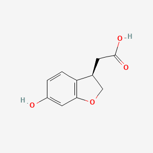 molecular formula C10H10O4 B8215633 2-[(3R)-6-Hydroxy-2,3-dihydro-1-benzofuran-3-yl]acetic acid 