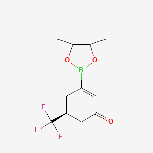 molecular formula C13H18BF3O3 B8215651 (5S)-3-(4,4,5,5-tetramethyl-1,3,2-dioxaborolan-2-yl)-5-(trifluoromethyl)cyclohex-2-en-1-one 