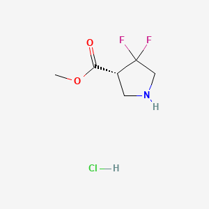 molecular formula C6H10ClF2NO2 B8215836 methyl (3R)-4,4-difluoropyrrolidine-3-carboxylate;hydrochloride 