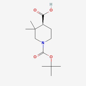 molecular formula C13H23NO4 B8215839 (4S)-3,3-dimethyl-1-[(2-methylpropan-2-yl)oxycarbonyl]piperidine-4-carboxylic acid 