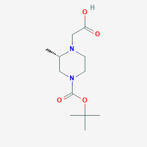 molecular formula C12H22N2O4 B8215851 (2S)-4-[(1,1-Dimethylethoxy)carbonyl]-2-methyl-1-piperazineacetic acid CAS No. 1240582-19-7