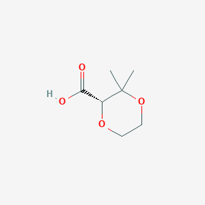 molecular formula C7H12O4 B8215954 (2S)-3,3-dimethyl-1,4-dioxane-2-carboxylic acid 
