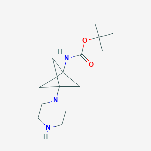 molecular formula C14H25N3O2 B8215978 tert-Butyl (3-(piperazin-1-yl)bicyclo[1.1.1]pentan-1-yl)carbamate 