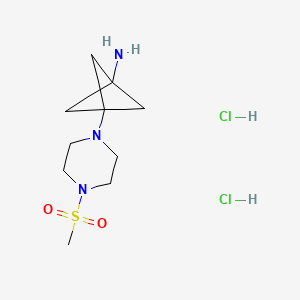 molecular formula C10H21Cl2N3O2S B8215984 3-(4-Methylsulfonylpiperazin-1-yl)bicyclo[1.1.1]pentan-1-amine;dihydrochloride 