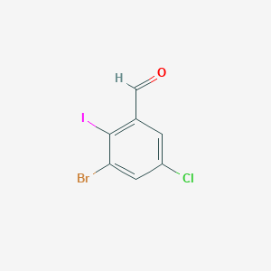 molecular formula C7H3BrClIO B8216084 3-Bromo-5-chloro-2-iodobenzaldehyde 