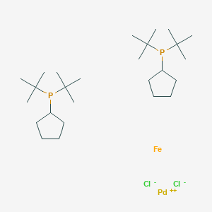 molecular formula C26H54Cl2FeP2Pd B8216188 Ditert-butyl(cyclopentyl)phosphane;iron;palladium(2+);dichloride 