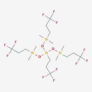 molecular formula C18H34F12O3Si4 B8216419 Tris[[dimethyl(3,3,3-trifluoropropyl)silyl]oxy]-(3,3,3-trifluoropropyl)silane 