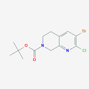 molecular formula C13H16BrClN2O2 B8216424 tert-Butyl 3-bromo-2-chloro-5,8-dihydro-1,7-naphthyridine-7(6H)-carboxylate 