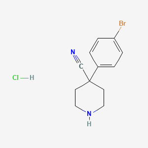 molecular formula C12H14BrClN2 B8216434 4-(4-Bromophenyl)piperidine-4-carbonitrile hydrochloride 