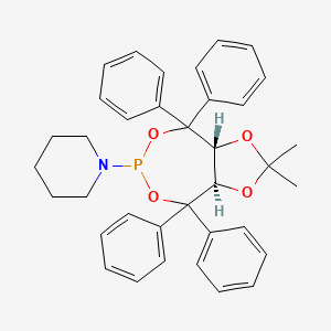 molecular formula C36H38NO4P B8216445 1-((3aR,8aR)-2,2-Dimethyl-4,4,8,8-tetraphenyltetrahydro-[1,3]dioxolo[4,5-e][1,3,2]dioxaphosphepin-6-yl)piperidine 