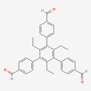 molecular formula C33H30O3 B8216483 2',4',6'-Triethyl-5'-(4-formylphenyl)-[1,1':3',1''-terphenyl]-4,4''-dicarbaldehyde 
