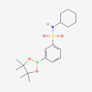 molecular formula C18H28BNO4S B8216490 N-Cyclohexyl-3-(4,4,5,5-tetramethyl-1,3,2-dioxaborolan-2-yl)benzenesulfonamide 