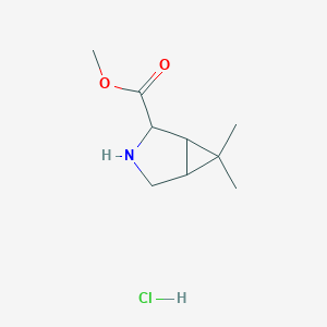 molecular formula C9H16ClNO2 B8216533 6,6-二甲基-3-氮杂双环[3.1.0]己烷-2-羧酸甲酯盐酸盐 