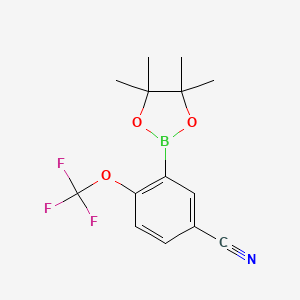 molecular formula C14H15BF3NO3 B8216540 3-(4,4,5,5-Tetramethyl-1,3,2-dioxaborolan-2-yl)-4-(trifluoromethoxy)benzonitrile 