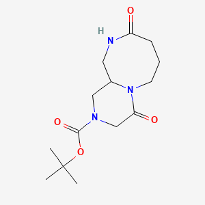 molecular formula C14H23N3O4 B8216669 tert-butyl 4,9-dioxo-decahydro-1H-pyrazino[1,2-a][1,4]diazocine-2-carboxylate 