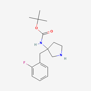 molecular formula C16H23FN2O2 B8216706 tert-butyl N-{3-[(2-fluorophenyl)methyl]pyrrolidin-3-yl}carbamate 