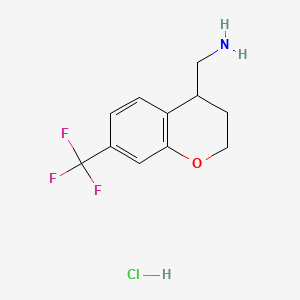 molecular formula C11H13ClF3NO B8216723 1-[7-(trifluoromethyl)-3,4-dihydro-2H-1-benzopyran-4-yl]methanamine hydrochloride 