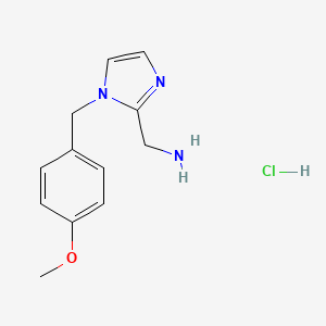 molecular formula C12H16ClN3O B8216834 1-{1-[(4-methoxyphenyl)methyl]-1H-imidazol-2-yl}methanamine hydrochloride 