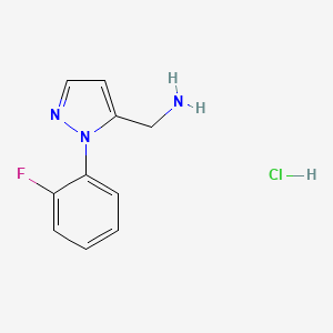 molecular formula C10H11ClFN3 B8216839 1-[1-(2-fluorophenyl)-1H-pyrazol-5-yl]methanamine hydrochloride 