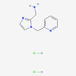 molecular formula C10H14Cl2N4 B8216842 1-{1-[(pyridin-2-yl)methyl]-1H-imidazol-2-yl}methanamine dihydrochloride 