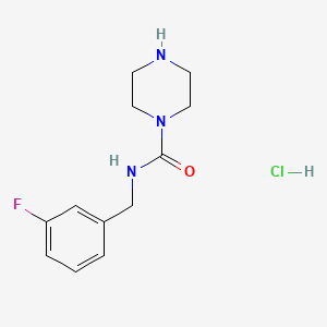 molecular formula C12H17ClFN3O B8216858 N-[(3-fluorophenyl)methyl]piperazine-1-carboxamide hydrochloride 